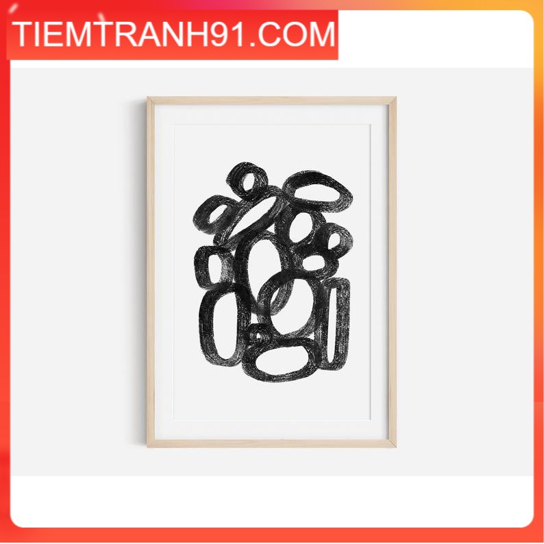 Tranh treo tường | Tranh nghệ thuật trừu tượng - Black Abstract Art Print, Black and White Abstract Art 06