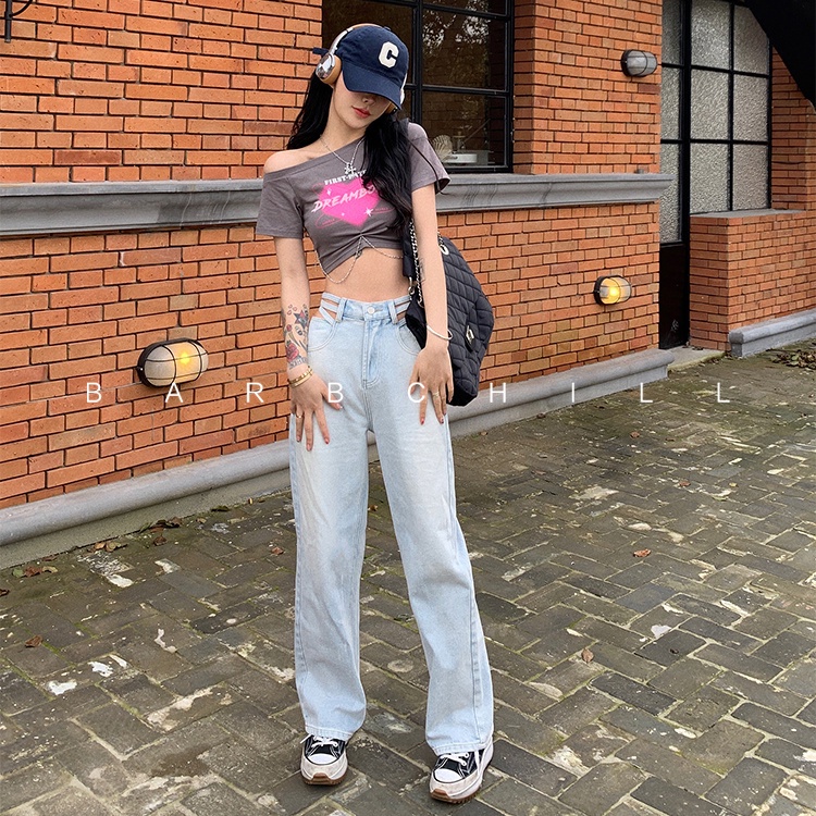 COZOK Áo Croptop Trễ Vai Tay Ngắn Hoạ Tiết Trái Tim Phong Cách Vintage
