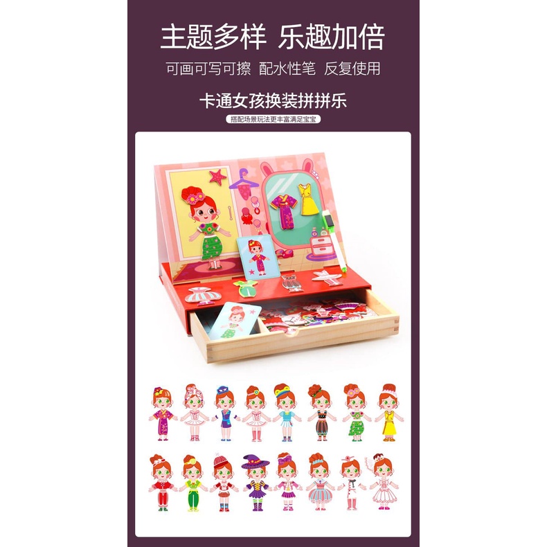 Đồ chơi gỗ bộ đồ chơi thay trang phục nhân vật ANIME bằng gỗ có nam châm