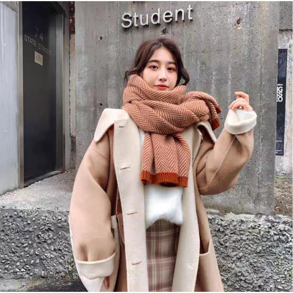 Khăn Quàng Cổ Len Hàn Quốc Cho Nam Nữ Ấm Áp Phong Cách Ulzzang