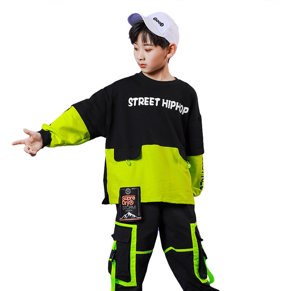 Bộ Đồ Nhảy Hip Hop Đường Phố Cá Tính Cho Bé 4-15 Tuổi