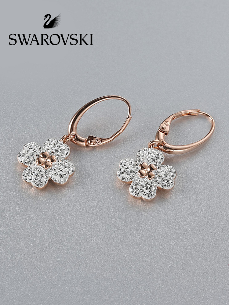 FLASH SALE 100% Swarovski Bông Tai Cá Tính Nữ LATISHA Tính cách tao nhã Hoa cỏ bốn lá FASHION Earrings trang sức đeo Trang sức