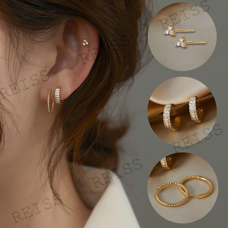 Đôi Khuyên Tai Mạ Vàng 14k Khảm Đá Zircon Long Lanh Sang Trọng