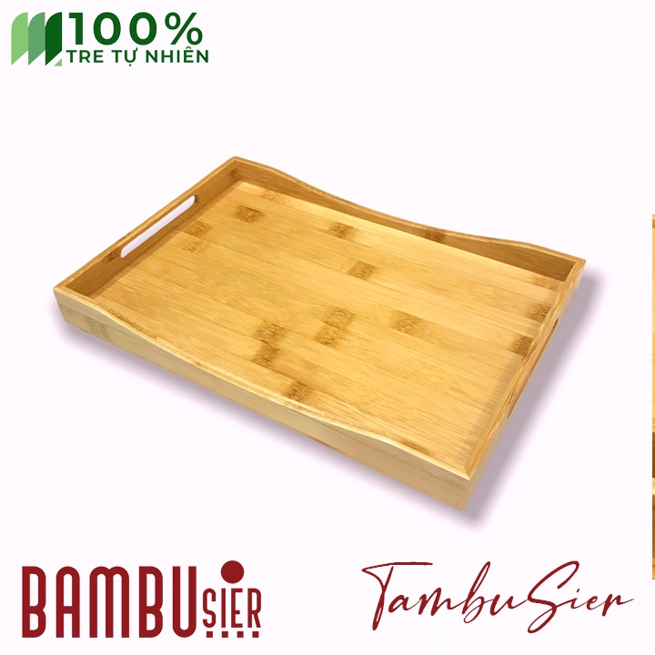 [BAMBOO] Khay gỗ tre đựng đồ đa năng - khay tre bê đồ chữ nhật có tay cầm [LOUISANCE]