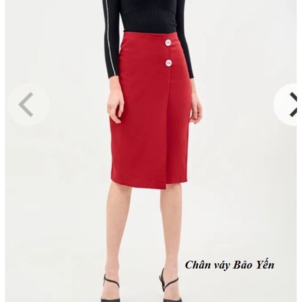 Chân váy bút chì đắp tà rời 2 cúc sang chảnh(sẵn size) -M66