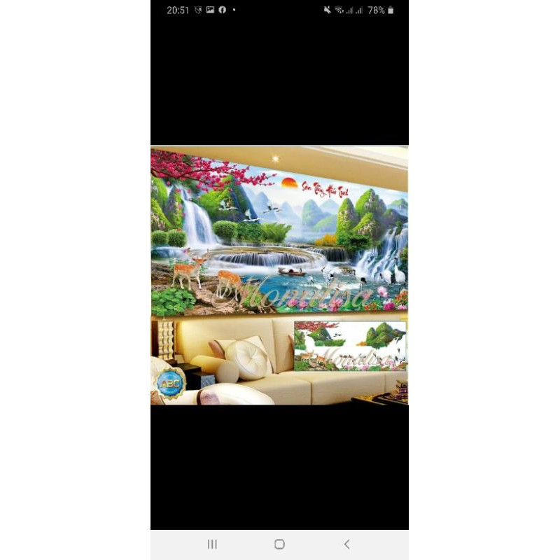 Tranh đính đá sơn thủy hữu tình