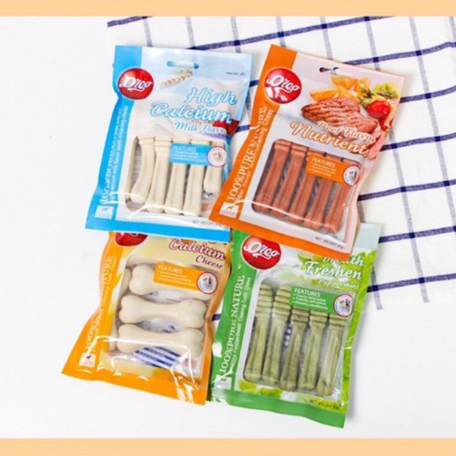 XƯƠNG GẶM SẠCH RĂNG ORGO 4 HƯƠNG VỊ 90g CHO CHÓ