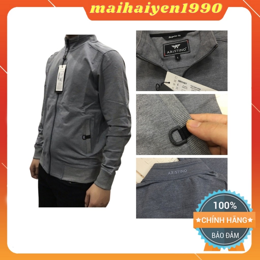 Áo khoác chống nắng nỉ nam  ARISTINO một lớp thoáng khí - ajk034- TAG 725K- còn xám S và L