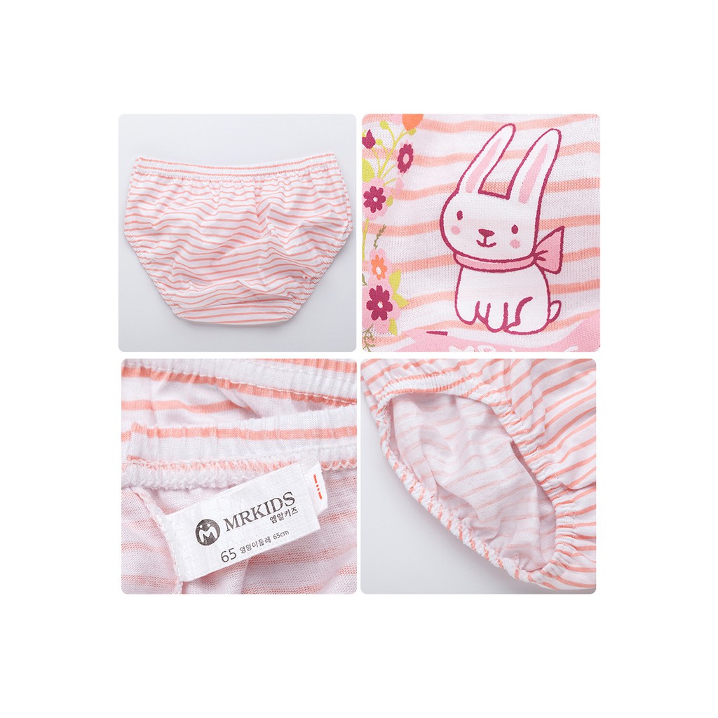 Bộ 5 đồ lót bé gái vải cotton 100% Hàn Quốc mẫu Con Thỏ Cute Rabbit