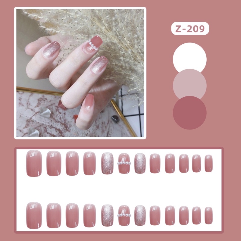 Set 24 móng giả D339 đính đá cao cấp ( tặng kèm keo và dũa )