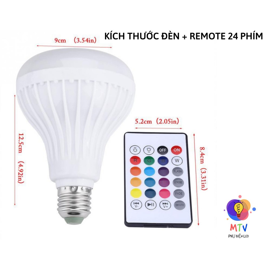 Đèn LED RGB 12W Hiệu Ứng 12 Màu, Tích Hợp Loa Bluetooth + Remote 24 phím