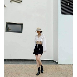 ÁO TRẮNG KIỂU CỘT NƠ NGỰC - CANON TOP