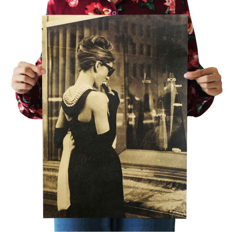 Poster Hình Nữ Diễn Viên Audrey Hepburn Phong Cách Retro