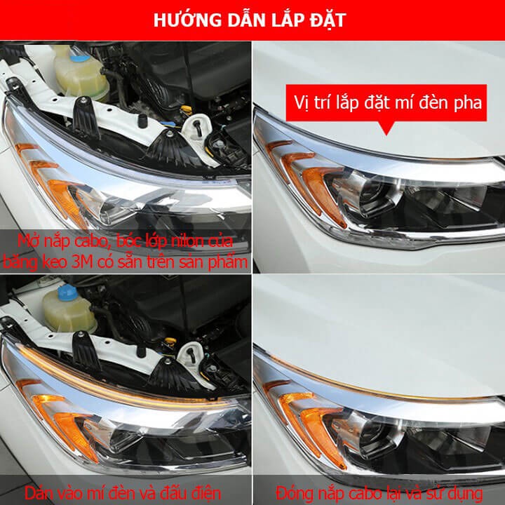 Dây đèn led mí xi nhan ô tô nháy đuổi chống nước