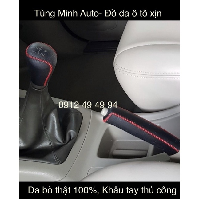 ( Da thật) Bọc cần số da ô tô ford everets, Fortuner,innova MT da bò 100% HandMade xịn xò