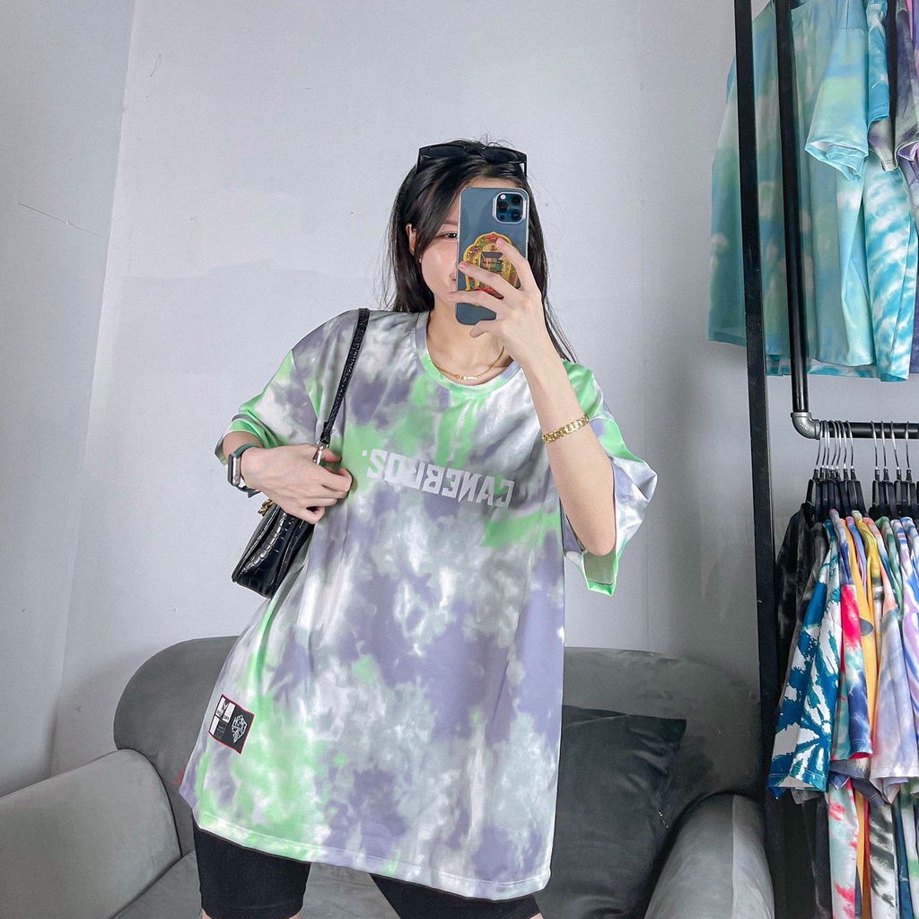 Ào thun tay lỡ in loang màu form rộng kiểu áo phông Unisex nam nữ in chữ LANEBROZ thời trang 2kJean