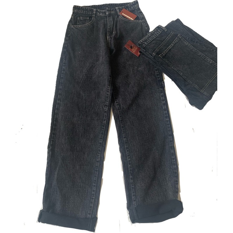 Quần jean nữ ống rộng lưng cao lưng cao dáng suông chất đẹp màu xám khói quần bò nữ cao cấp - GD05 | BigBuy360 - bigbuy360.vn