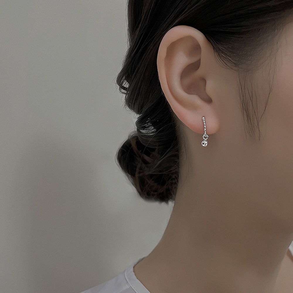 1 Khuyên Tai Tròn Đính Hạt Phong Cách Hàn Quốc Cổ Điển