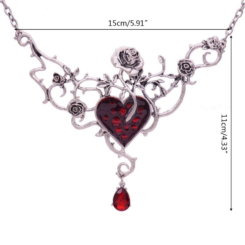 Vòng cổ choker đính kim cương giả màu đỏ phong cách Gothic Victorian Punk quà tặng cho tiệc chiều cocktail Halloween