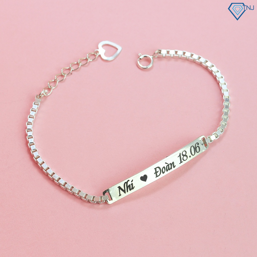 Vòng tay cặp đôi nam nữ bạc thật khắc tên theo yêu cầu LTD0029 - Trang Sức TNJ