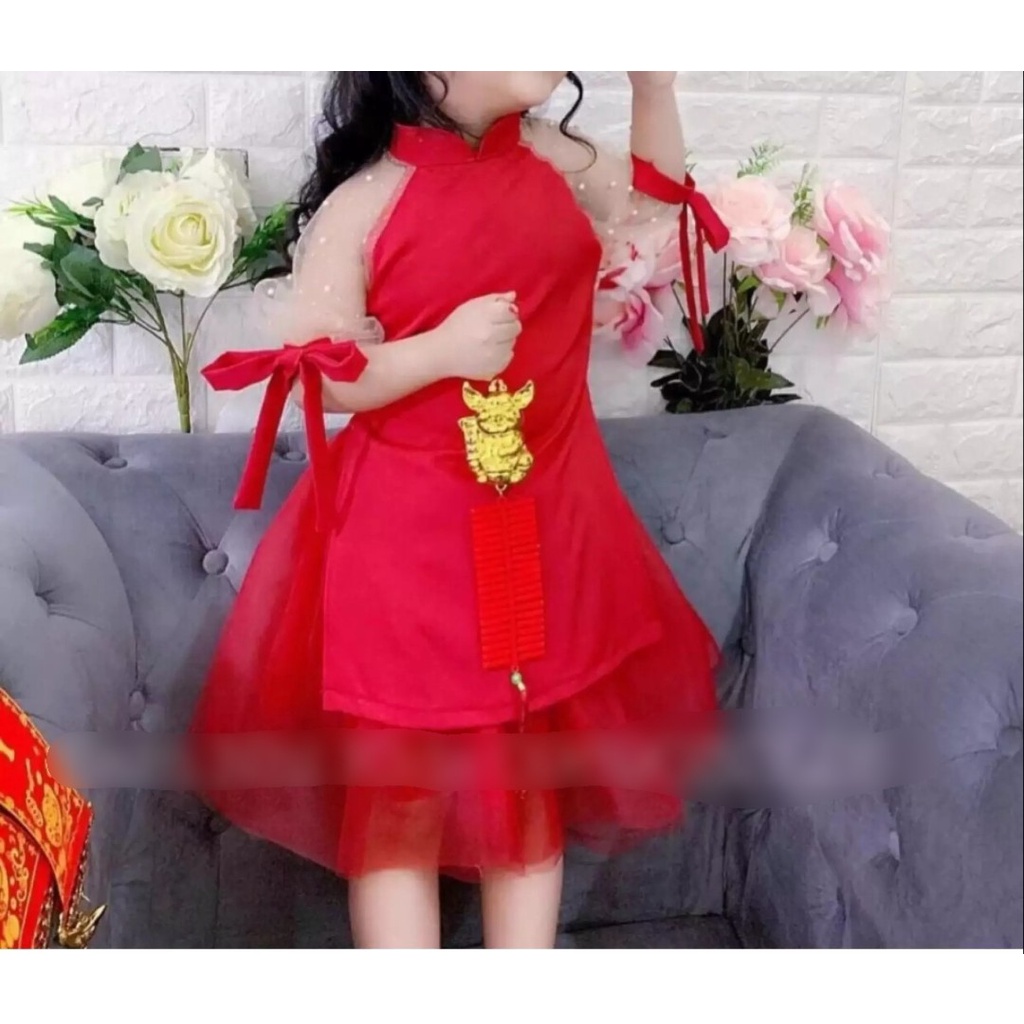 Áo Dài Cách Tân Bé Gái Tặng Chân Váy Xòe Xinh Xắn Dịp Tết 2022 Freesize Cho Bé 3-10 Tuổi