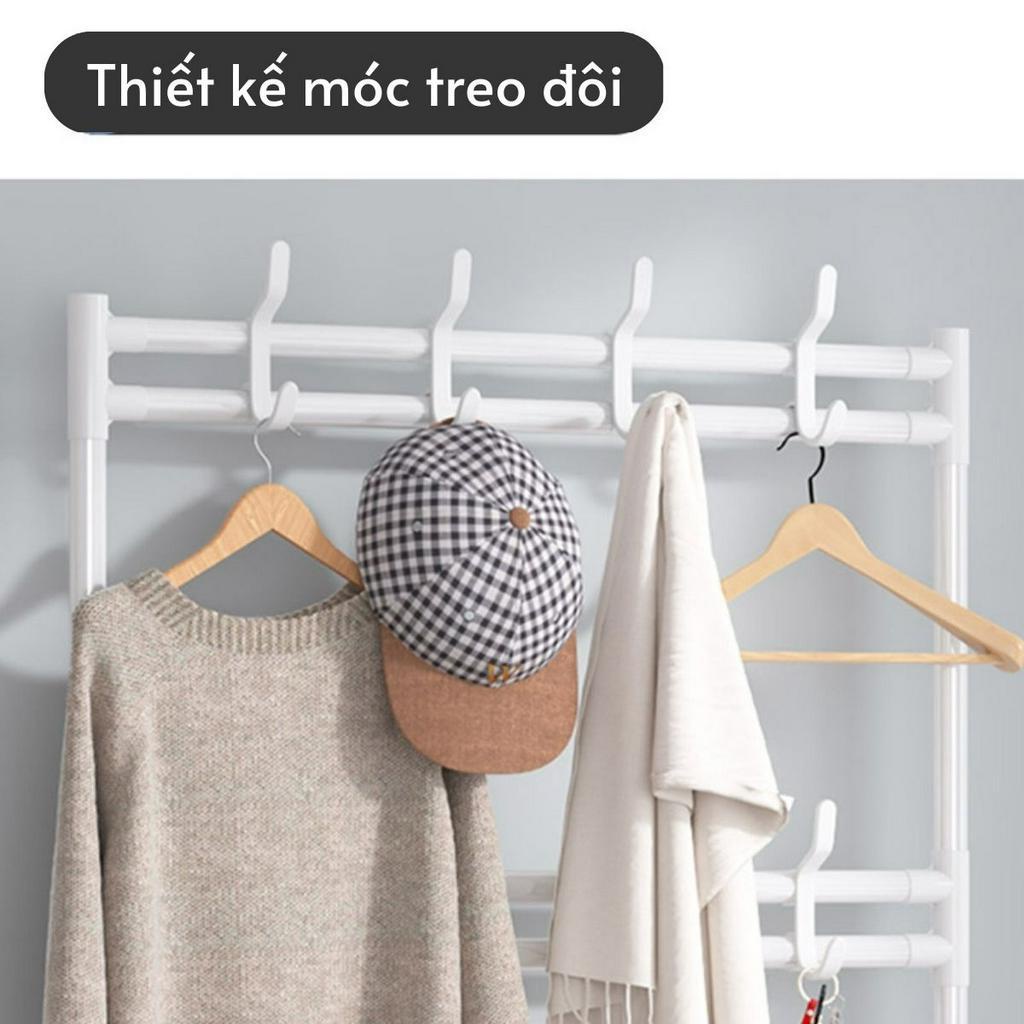Kệ để giày dép đa năng 4 tầng thông minh có móc treo quần áo tiện ích dễ dàng lắp đặt - Khang Mart