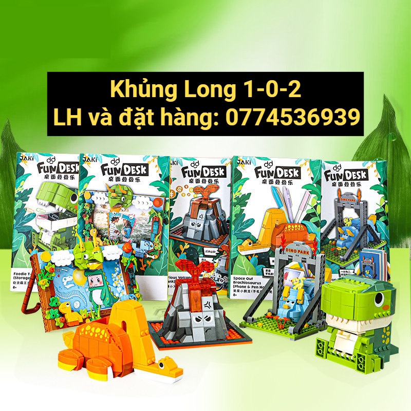 Đồ Dùng Lắp Ráp Xếp Hình Khủng Long Văn Phòng Phẩm Giá Đỡ Điện Thoại Hộp Đựng Bút Khung Ảnh Heo Đất Giá Sách
