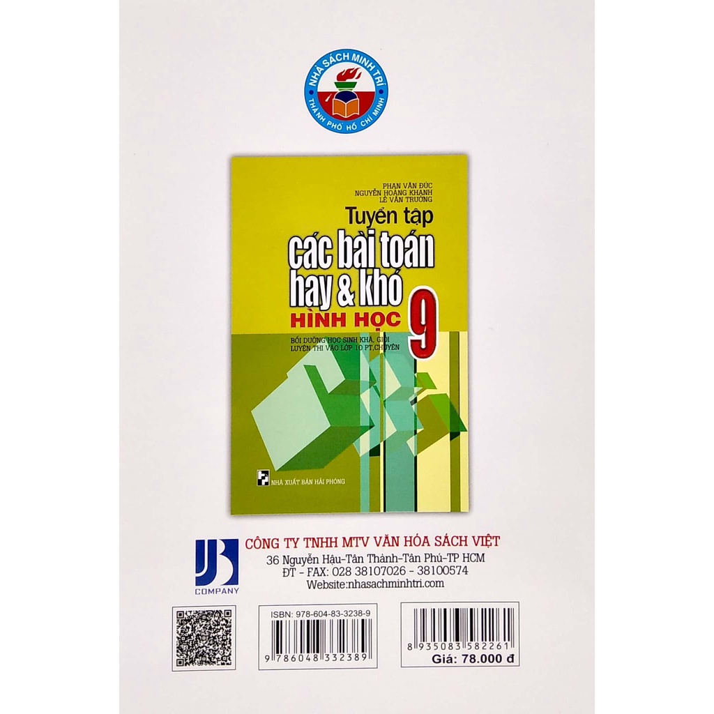 Sách Tuyển Tập Các Bài Toán Hay Và Khó Hình Học 9 (Bồi Dưỡng Học Sinh Khá, Giỏi Luyện Thi Vào Lớp 10 PT, Chuyên)
