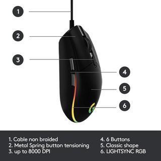Chuột Gaming Logitech G102 LIGHTSYNC RGB 6 NúT, 8000DPI(G203)
