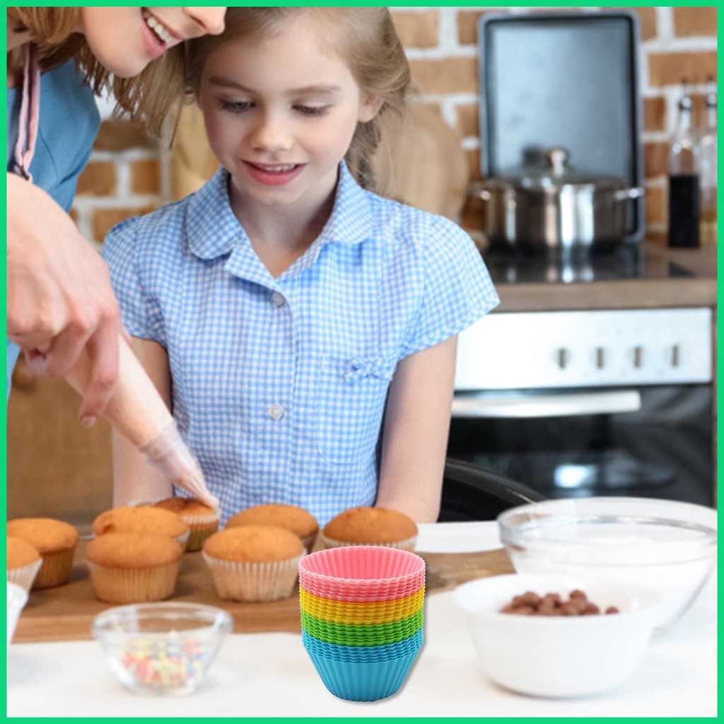 Set 11 Cốc Làm Bánh Muffin Bằng Silicone Chống Dính Tái Sử Dụng Được