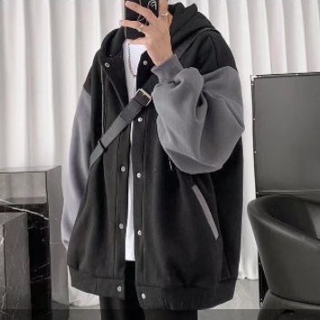 Áo Hoodie Nam Dáng Rộng Phối Dây Rút Thời Trang nam Hàn Quốc Giản Dị Dành Cho retro áo dài tay túi áo cặp