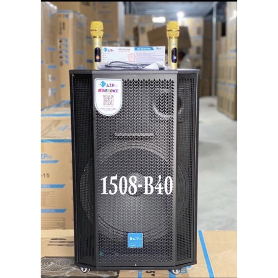 Loa Kéo Bluetooth Azpro Bass 40 3 Đường Tiếng Cao Cấp Az-1508-Tặng Kèm 2 Micro Không Dây Karaoke