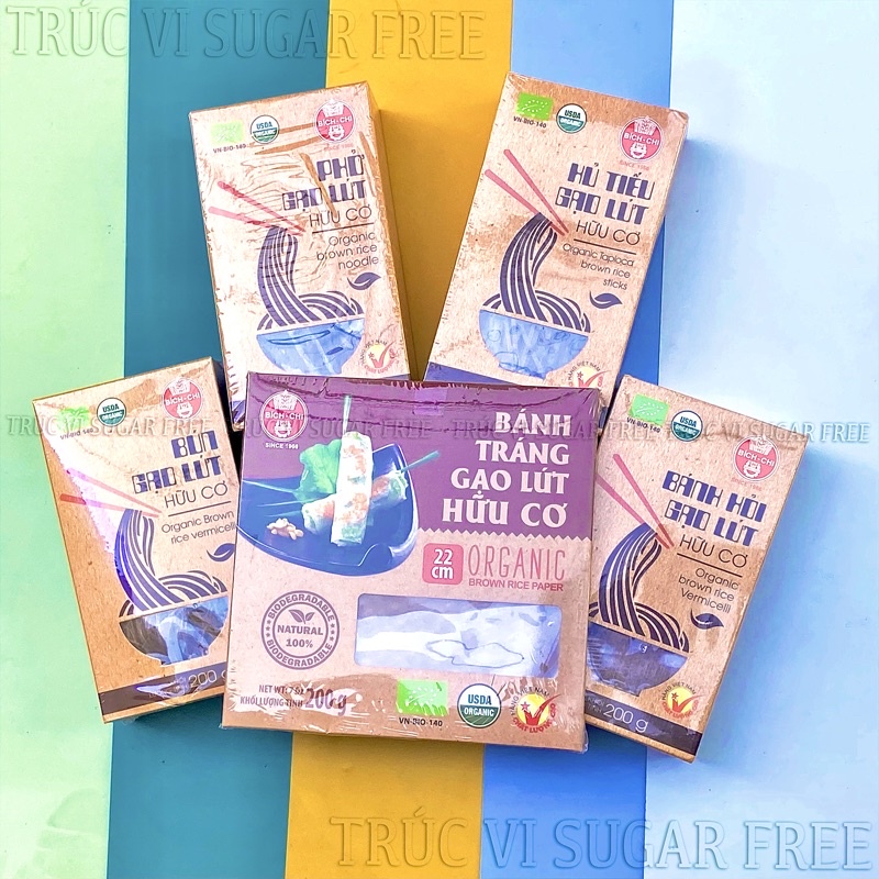 Hủ Tiếu Gạo Lứt Hữu Cơ eat clean Bích Chi hộp 200gram