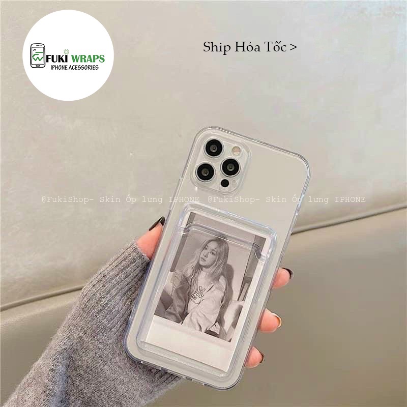 Ốp trong suốt bảo vệ Camera có ngăn ví đựng thẻ,ảnh Dành Cho 13prm , 12prm , 11prm , x , xsm , 6p , 7p , 8p - FukiShop