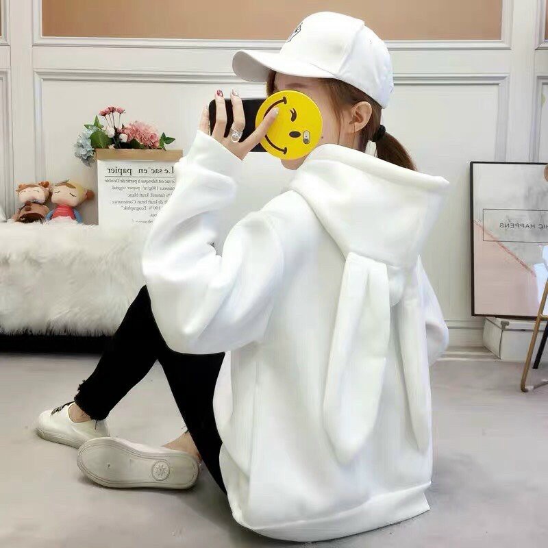 ÁO KHOÁC HOODIES NỮ TAI THỎ CỰC CUTE NHIỀU MÀU AO HOODIE FREE SIZE DƯỚI 60KG | BigBuy360 - bigbuy360.vn