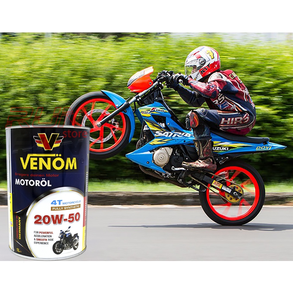 Combo 6 Lon Nhớt Tổng Hợp VENOM 4T MOTOCYCLE 10W40 SN 1000ml - VENOM 4T MOTOCYCLE FULLY SYNTHETIC - Made in UAE