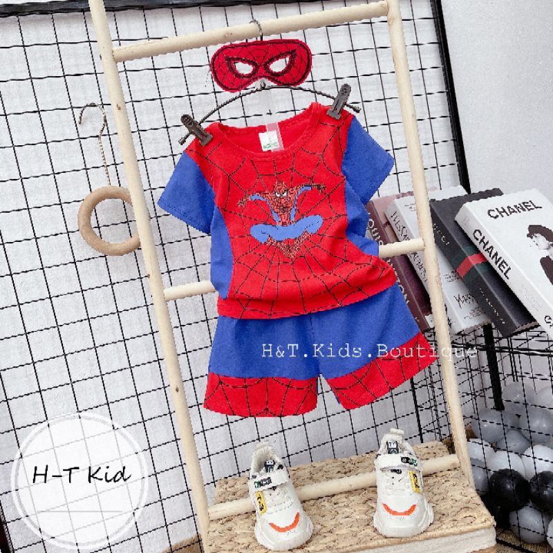 Bộ siêu nhân, người nhện bé trai. Bộ người nhện cộc tay bé trai