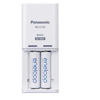 Bộ Sạc Kèm 2 pin AA Eneloop 1900mah BQ-CC50T (BQ-CC50AS) Chân Gập Tự Ngắt Sạc (trắng)