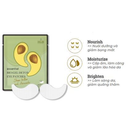 [Kết hợp] Sản phẩm mặt nạ dưỡng mắt và môi chuyên sâu Bio-Gel sheet Mask H&amp;B, Detox báo vệ và chăm sóc làn da.