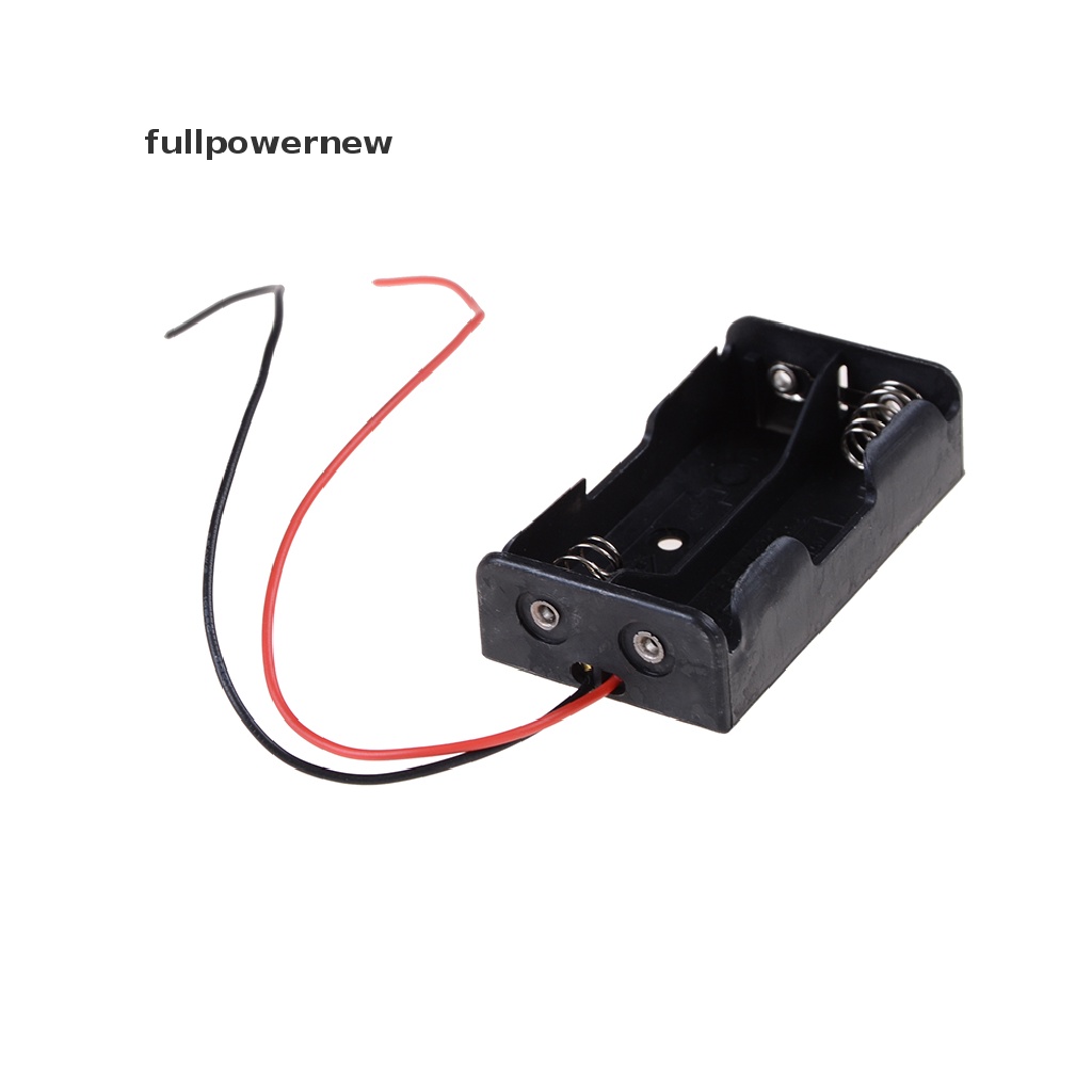 Hộp nhựa bảo vệ pin toàn diện 2 x AA màu đen với dây dẫn 6"