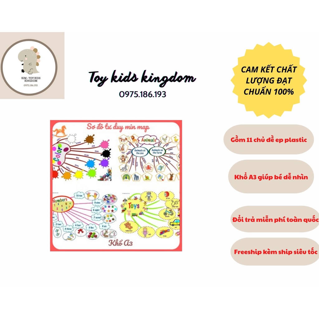 Flash card - Sơ đồ tư duy Mindmap 11 chủ đề cho bé khổ A3