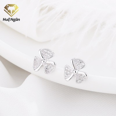 Bông tai bạc 925 Huệ Ngân - Cỏ ba lá may mắn  RYE140248