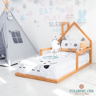 Giường trẻ em Montessori gỗ thông lắp ghép TINY HOUSE - KB04.70