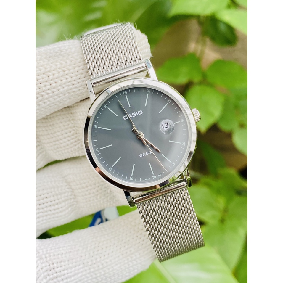 Đồng hồ nữ casio dây lưới , full box chính hãng LTP-E175M-1