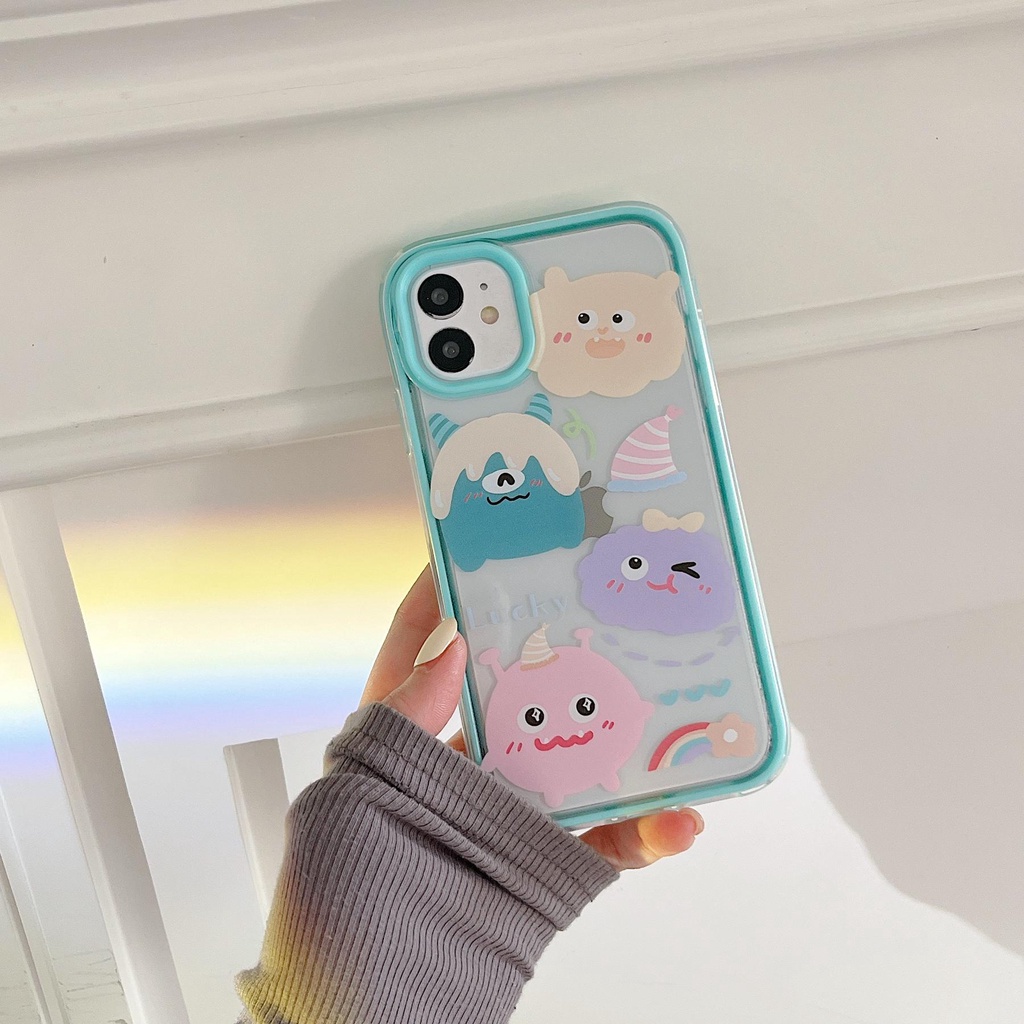 Ốp Điện Thoại TPU Mềm Trong Suốt In Hình Gấu 3 Trong 1 Chống Sốc Cho iPhone 13 12 11 Pro Max XS XR 8 7 Plus