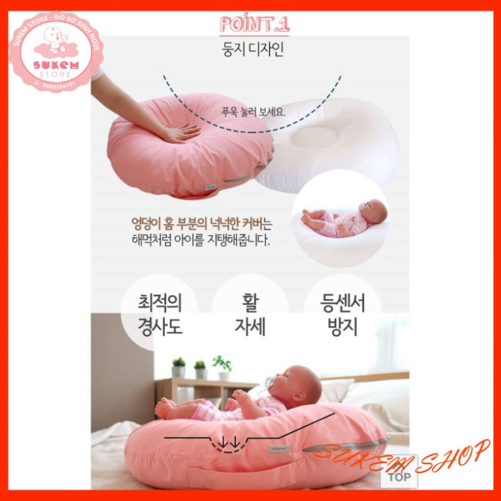 Gối Chống Trào Ngược Cho Bé Emong Thần Thánh 100% Cotton Êm Ái, Không Xẹp Giúp Bé Nằm Ngủ Hay Ăn Sữa Nhiều Giờ