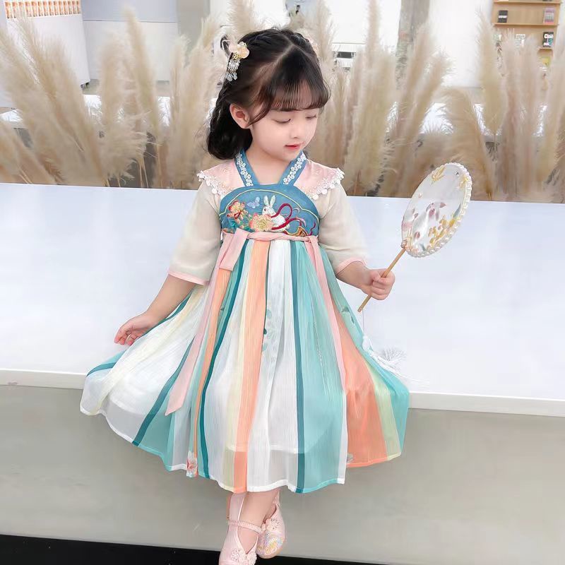 ❤️Quần Áo Trẻ Em Pippikids❤️ Đầm Công Chúa Hán Phục Chất Liệu Chiffon Phong Cách Trung Hoa Cổ Điển Cho Bé Gái