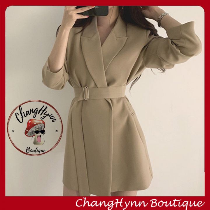 Áo Blaze Dáng Dài Kèm Thắt Lưng Restro Sang Trọng Phong Cách Hàn Quốc Kèm Ảnh Thật | BigBuy360 - bigbuy360.vn