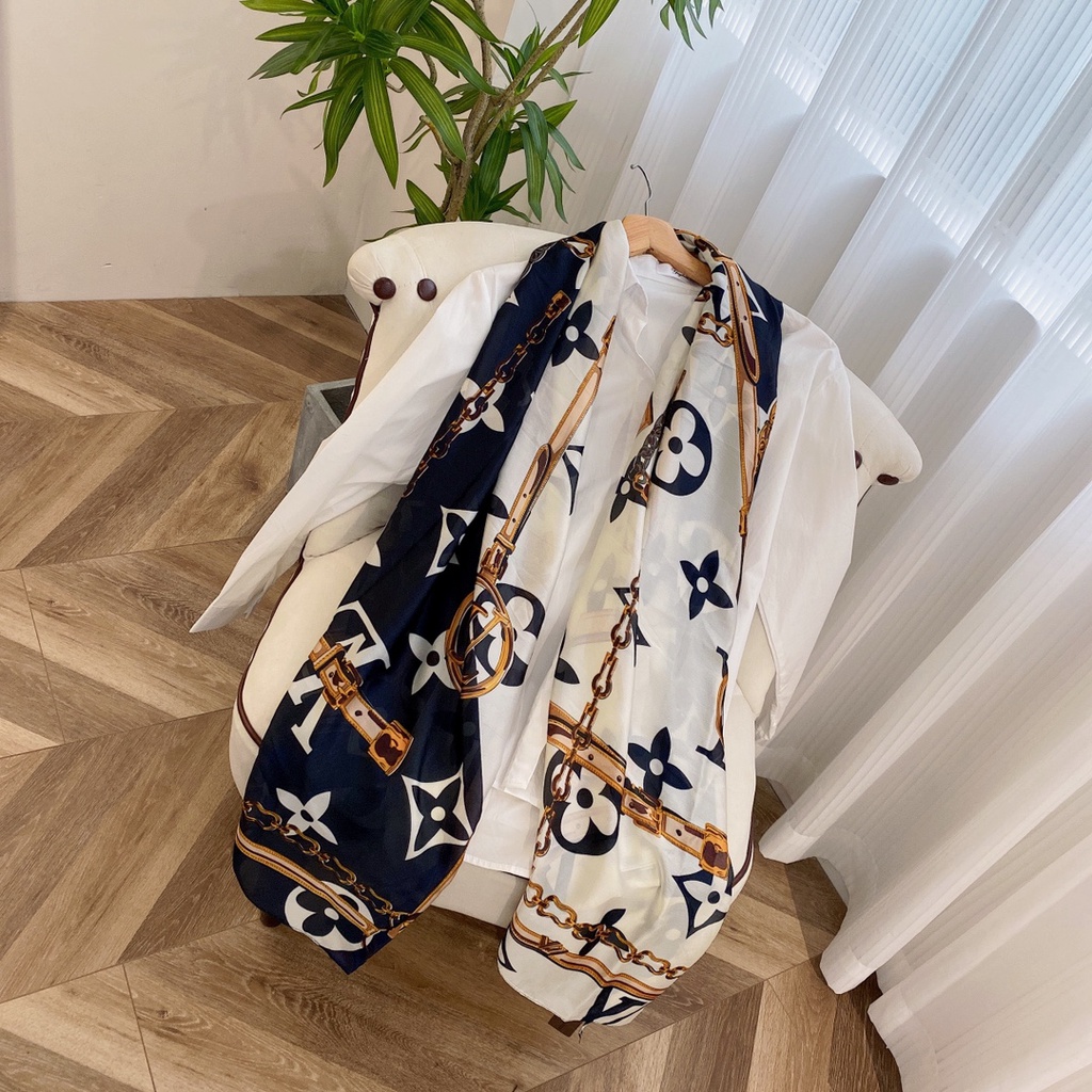 Khăn Choàng Lụa Dáng Dài Chống Nắng In Họa Tiết Cổ Điển Sang Trọng Thời Trang Đi Biển Cho Nữ