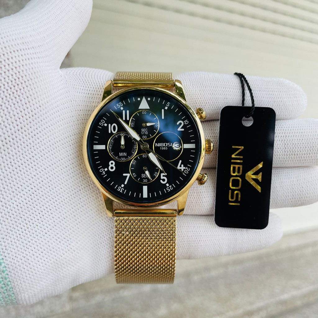 ĐỒNG HỒ NAM DÂY LƯỚI HIỆU NIBOSI CHÍNH HÃNG FULL BOX CHẠY ĐỦ 6 KIM LỊCH NGÀY VÀ THỨ | BigBuy360 - bigbuy360.vn
